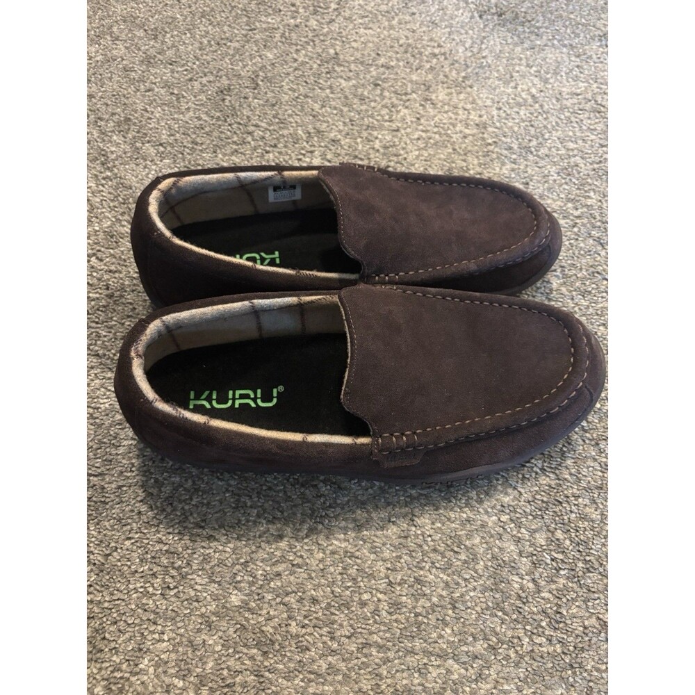 KURU Loft Mens Moccasin Slippers Size 13 M Java Brown Suede Slip On Round Toe
